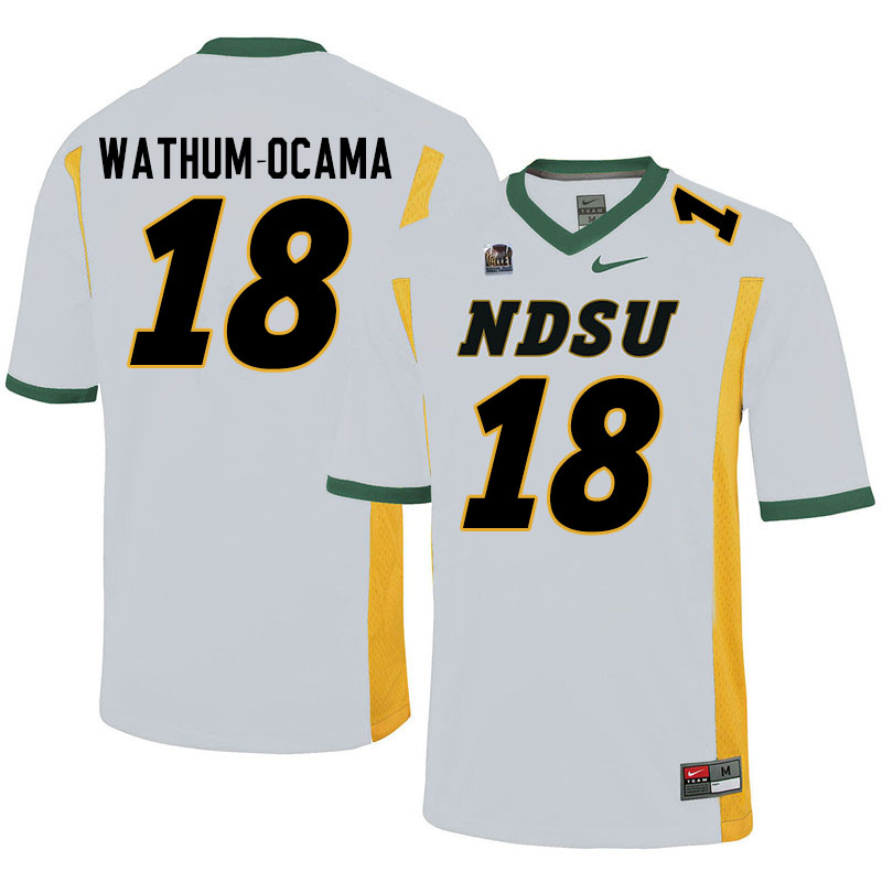 Men #18 Jenaro Wathum-Ocama North Dakota State Bison College Football Jerseys Sale-White - Click Image to Close